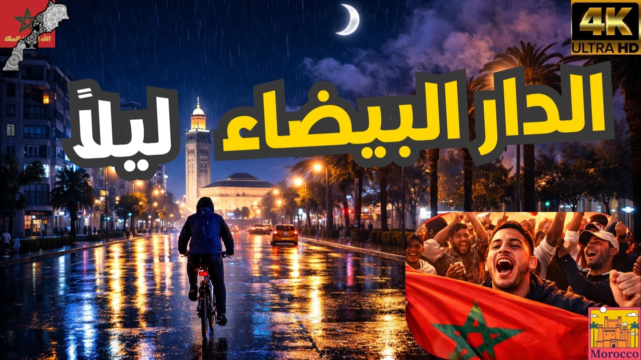 الدار البيضاء بعد المطر ليلاً 😍 سحر المدينة + فرحة اللقب الإفريقي!