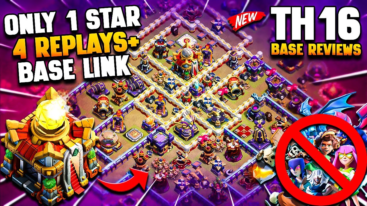 ONLY 1 STAR TH16 Base Link With 4 Replays Best Town Hall 16 | Unbeatable Th16 War Base & Legend Base