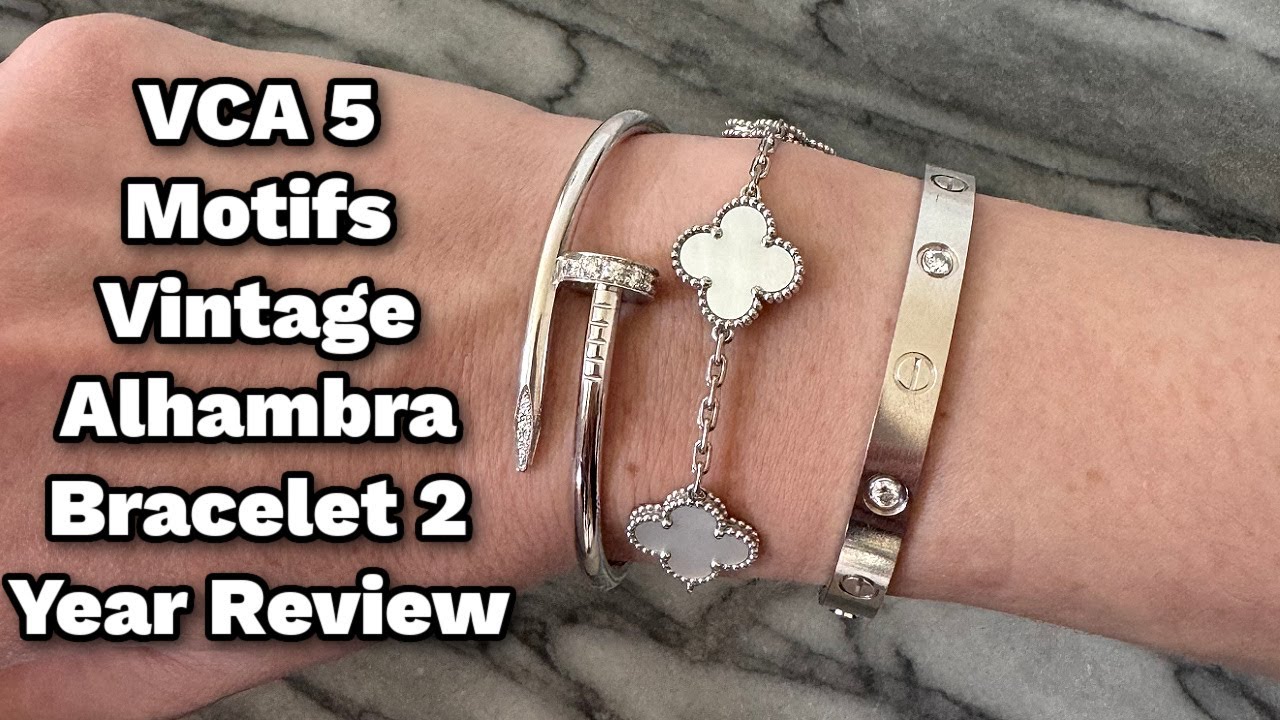 Van Cleef 5 Motifs Vintage Alhambra Bracelet 2 Year Review ✨  || Wear & Tear, Stacking Options