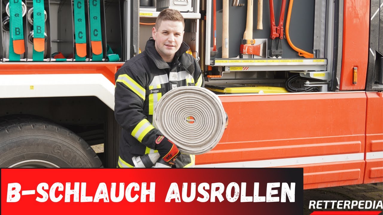 Feuerwehr B-Rollschlauch grade ausrollen und aufrollen, Sicherheit und Tipps