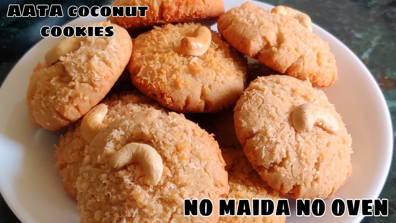Aata Coconut Cookies Without Oven | No maida No Oven Recipe |Easy Cookies Recipe|@Cookfood Paradise