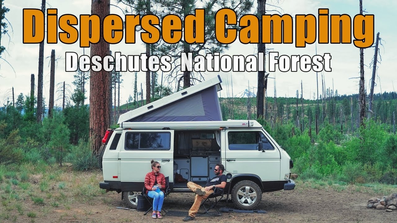 Dispersed Camping in our Vanagon.  Lava flows, caves, and beautiful campsites.  Deschutes NF in Or.