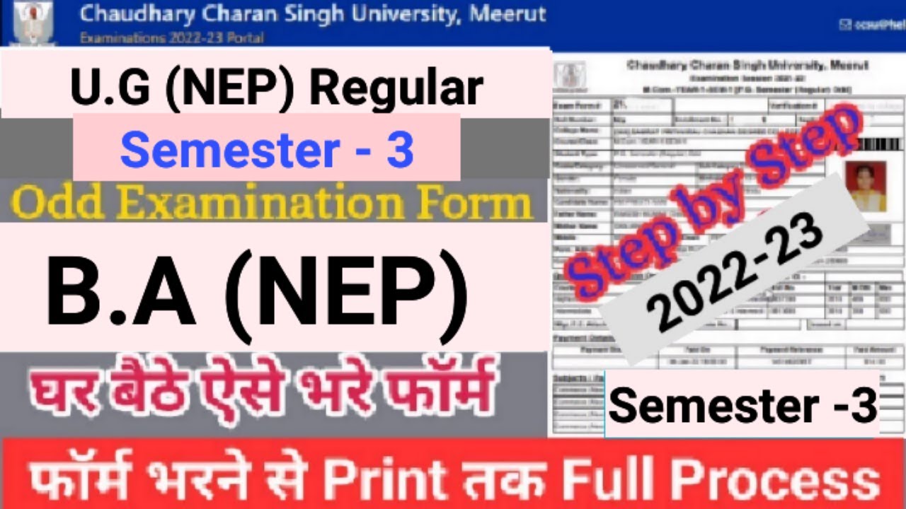 How to Fill CCS University Examination Form 2022-23 | CCSU UG (NEP) Sem -3 Exam Form Fill Up (BA)