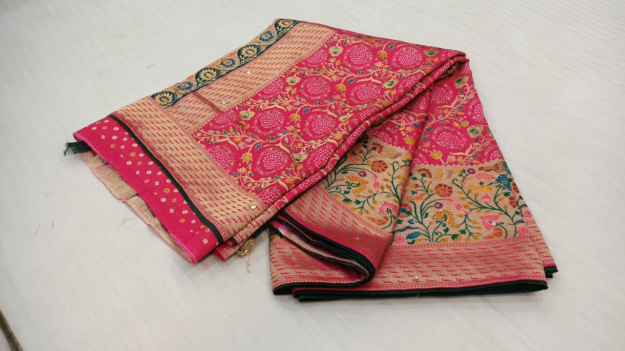 Surendra Saree beautiful ❤️smart collection 9425226700#saree #live #tissue #oeganza #partywear #pink