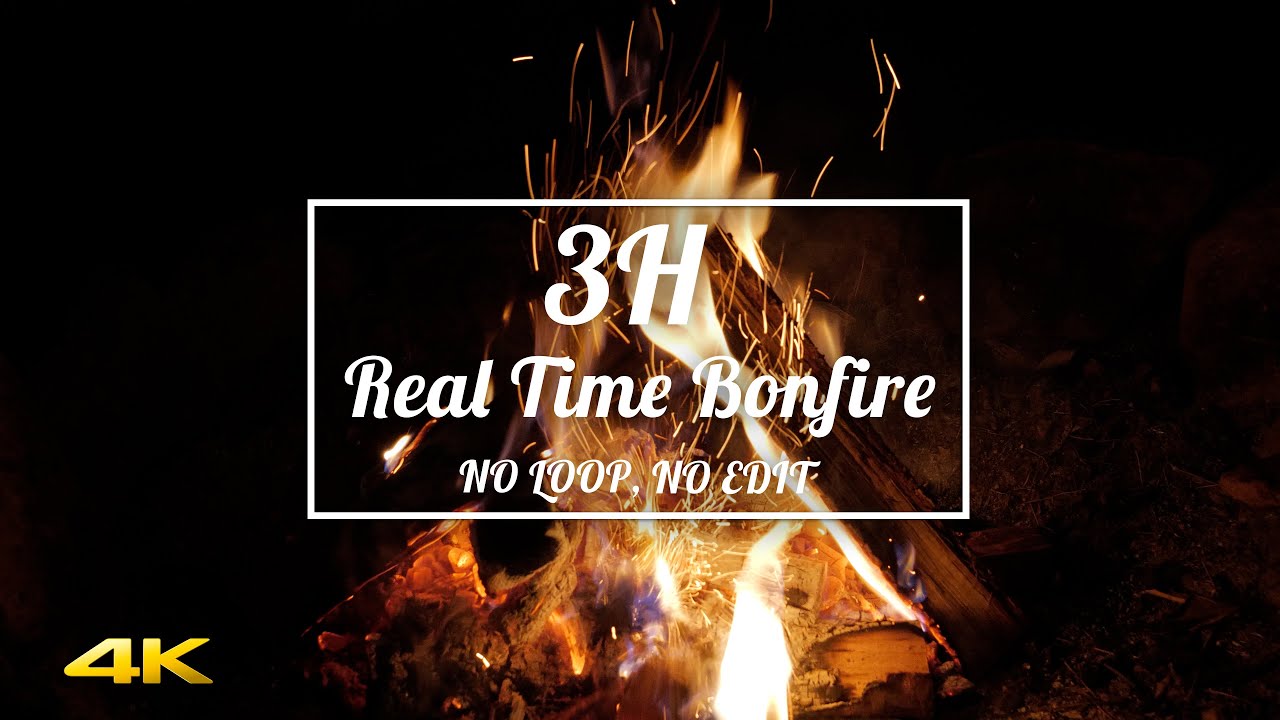 焚火 4K / 3H real time bonfire, like a fireplace by Takibi Film.