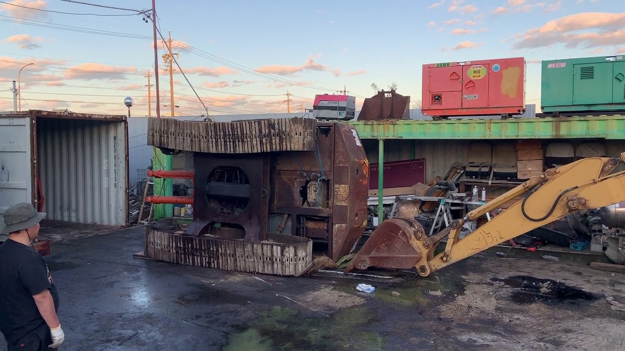 How to load excavator to container