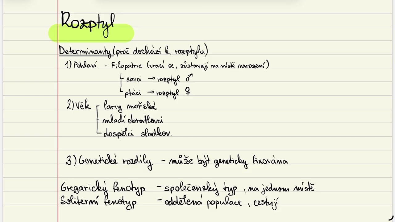 Rozptyl, migrace /ekologie