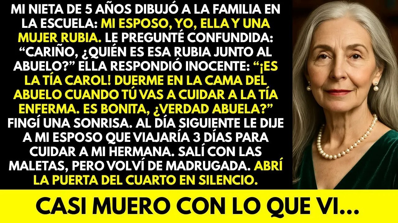 Mi Nieta dibujó a una rubia con su abuelo; volví de madrugada y casi muero con lo que vi en la cama