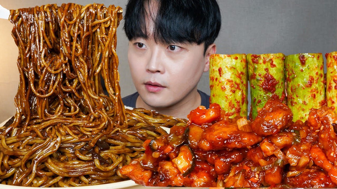 짜장면 칠리새우 오이김치 먹방 JJAJANGMYEON & CHILI SHRIMP & KIMCHI ASMR MUKBANG REAL SOUND EATING SHOW