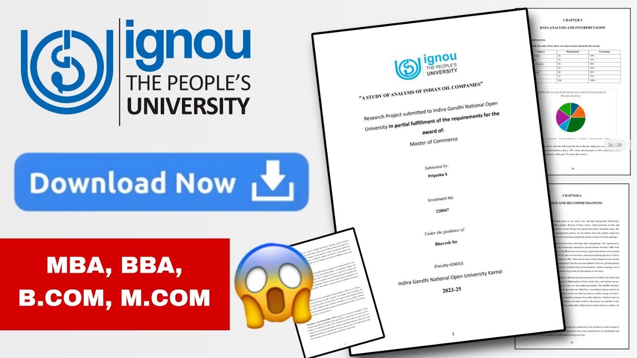 IGNOU Research Project Download | MBA | M.COM | BBA | B.COM | #ignou