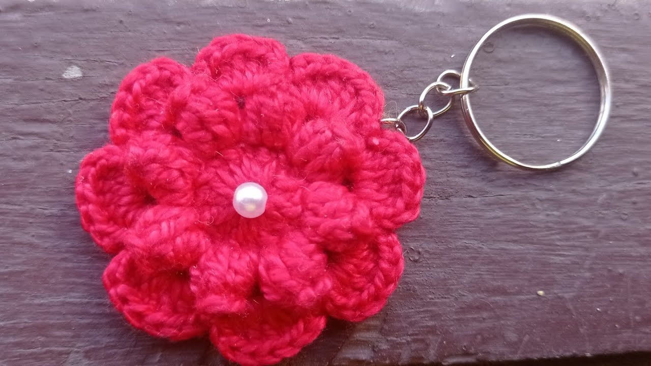 Chaveiro em Crochê com Flor em Ponto Pipoca❤️🌷passo a passo..