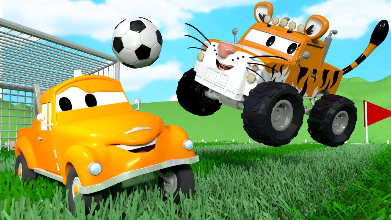 Marley the MONSTER TRUCK Is a Tiger !  - Tom's Paint Shop in Car City 🎨 l Cartoons for Kids