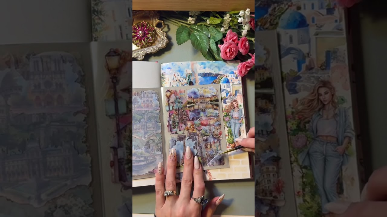 ASMR Journaling/ Mediterranean Theme ☀️🌊 #journaling #scrapbooking #scrapbookingasmr #craft