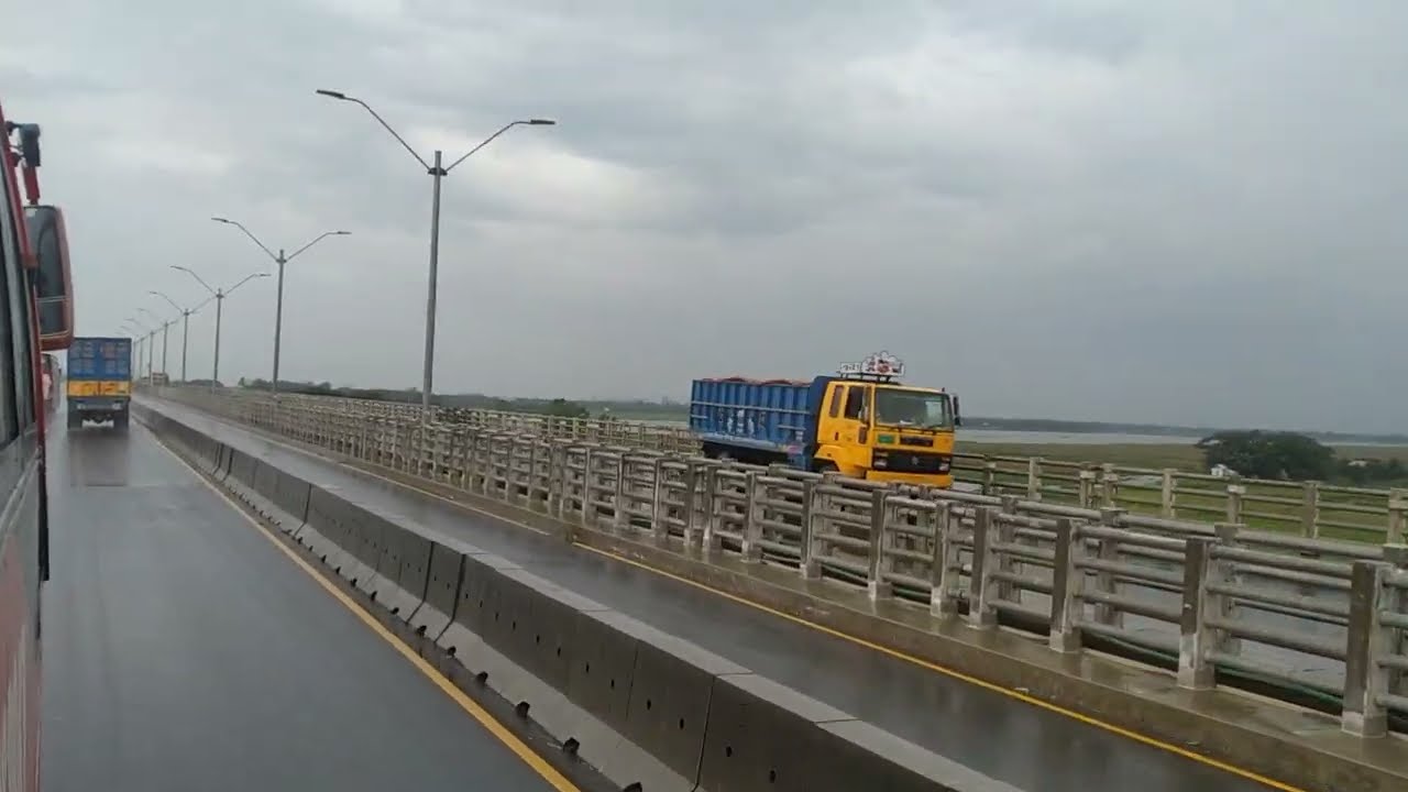 Dhaka to Chittagong Highway at Meghna Bridge Tisa Bus
