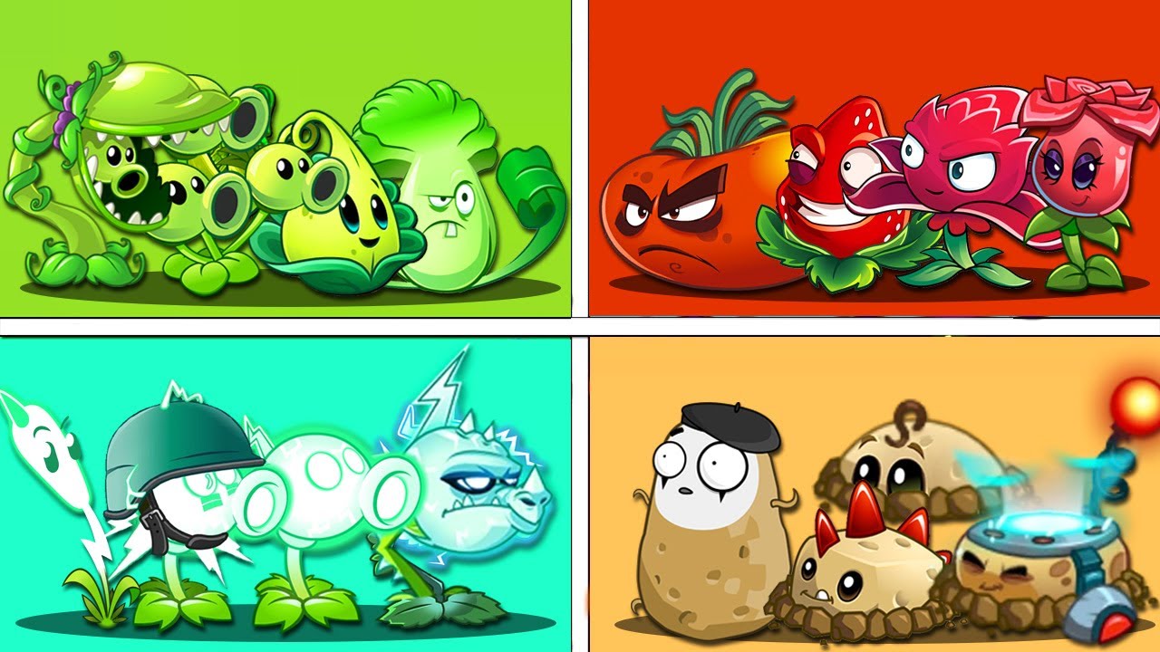Random 20 Team COLOR Plants VS 4 Team Zombies - WHo Will WIn? - Pvz 2 Battlez