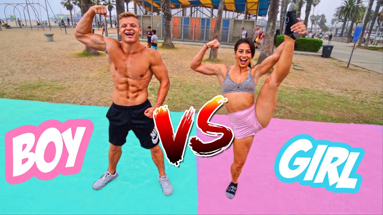 GIRL VS BOY GYMNASTICS CHALLENGE! *BAD IDEA*