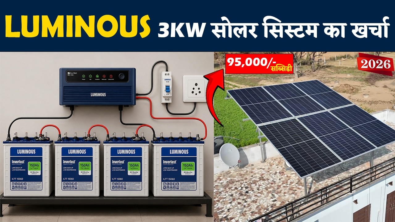 Luminous 3kW Solar System | Luminous 3kW Solar System Price 2026 | Best Solar Panel for Home
