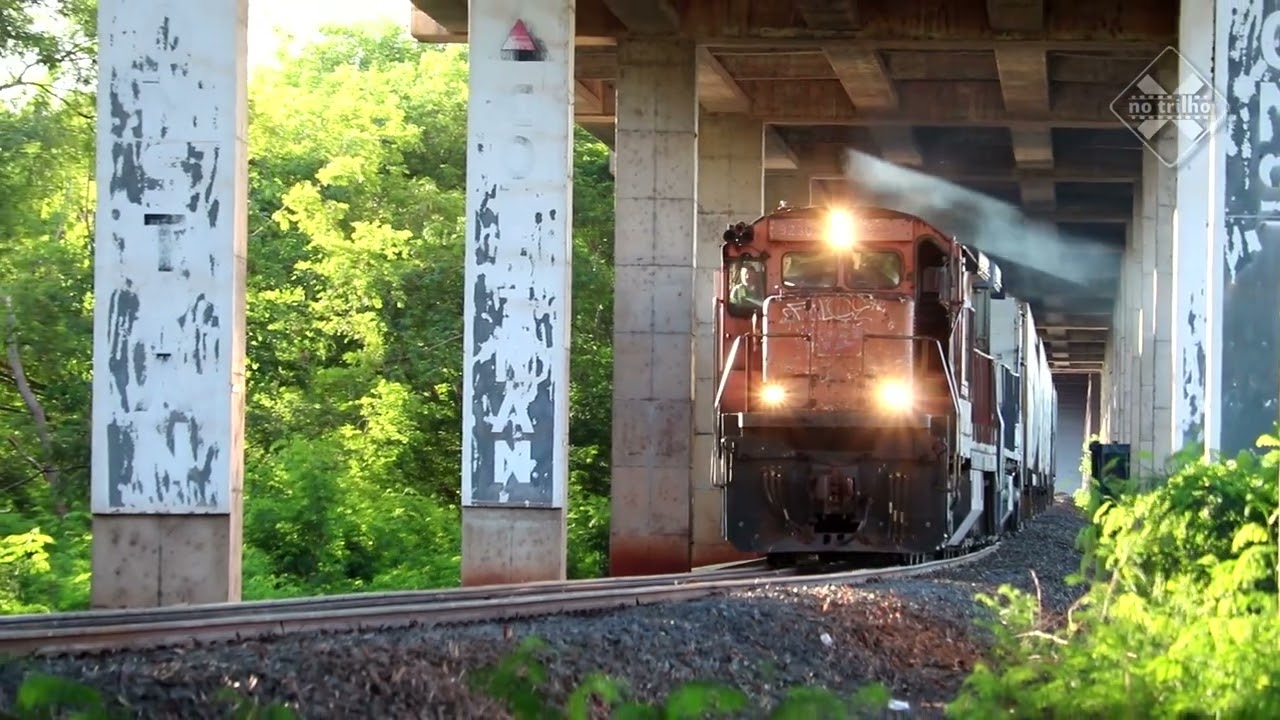 Trem na ponte Rodoferroviária - Divisa de estados SP/MS