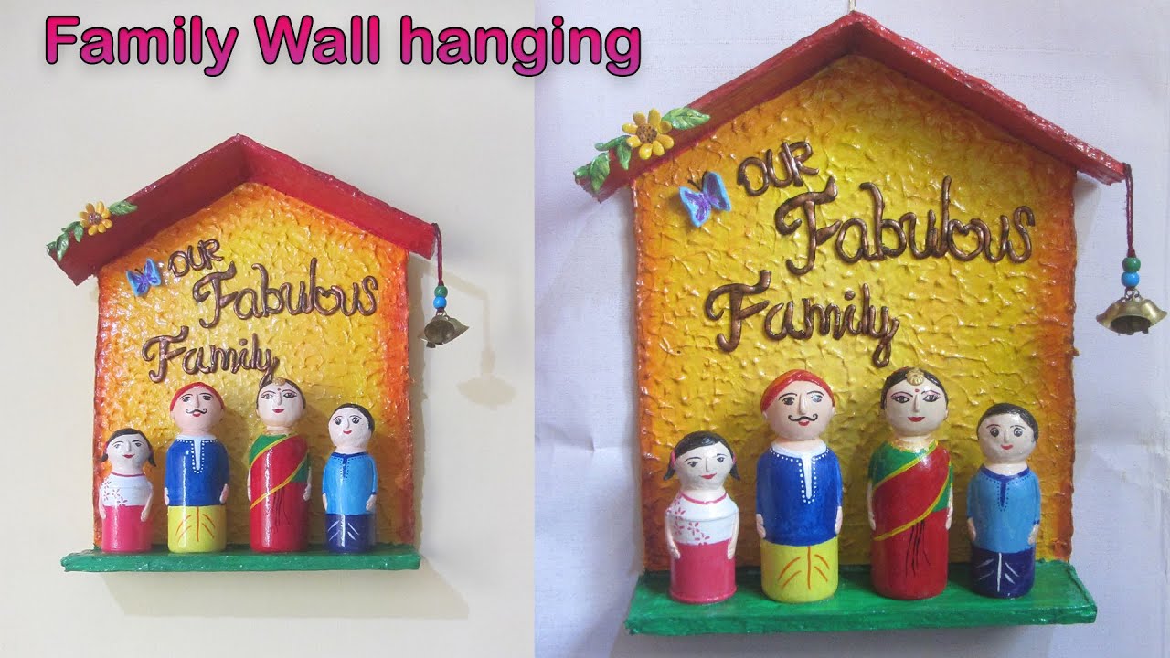 Family Wallhanging home decor with waste materials |Arch and craft