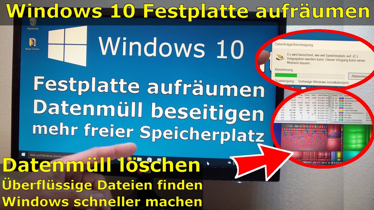 Windows 10 SSD / Festplatte aufräumen + säubern - Datenmüll beseitigen - Windows schneller machen