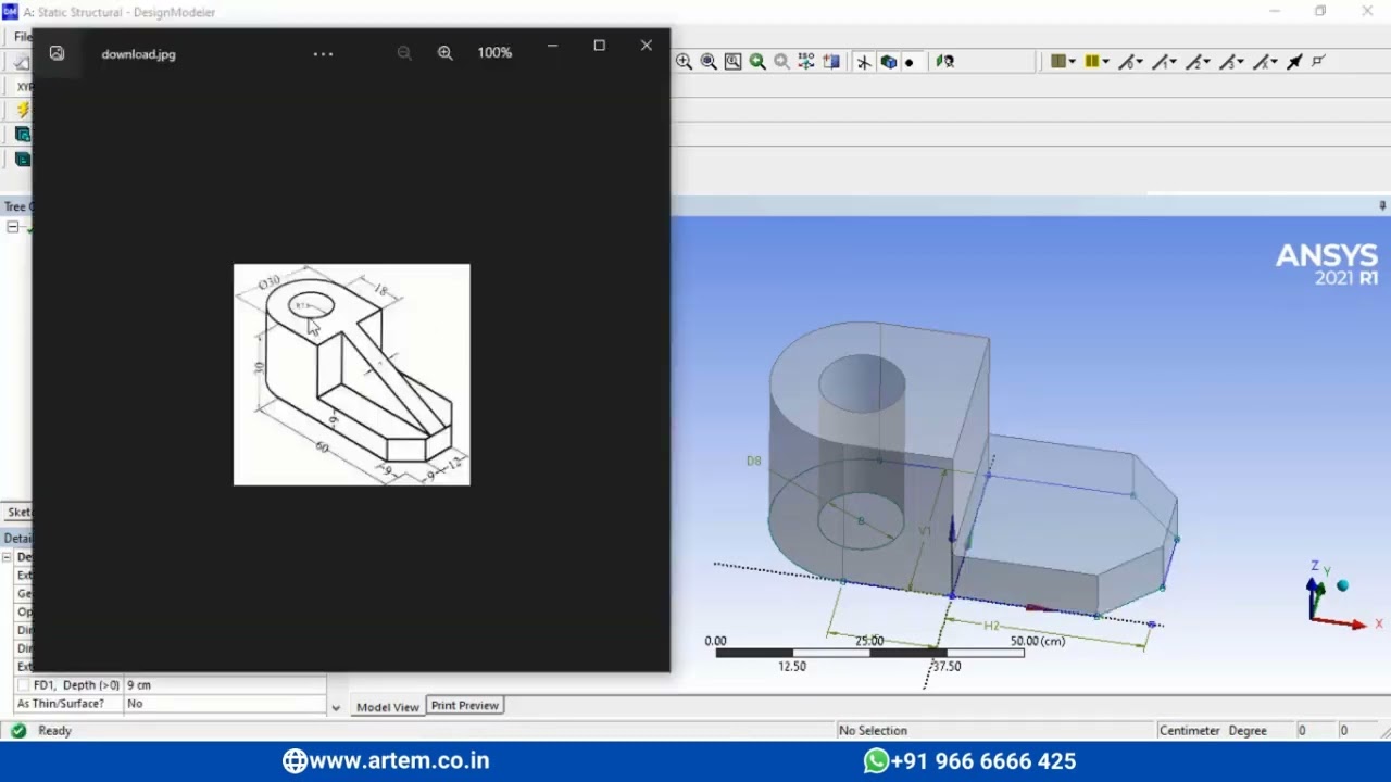 Example 1 - 3D model in Design Modeler - Ansys Workbench