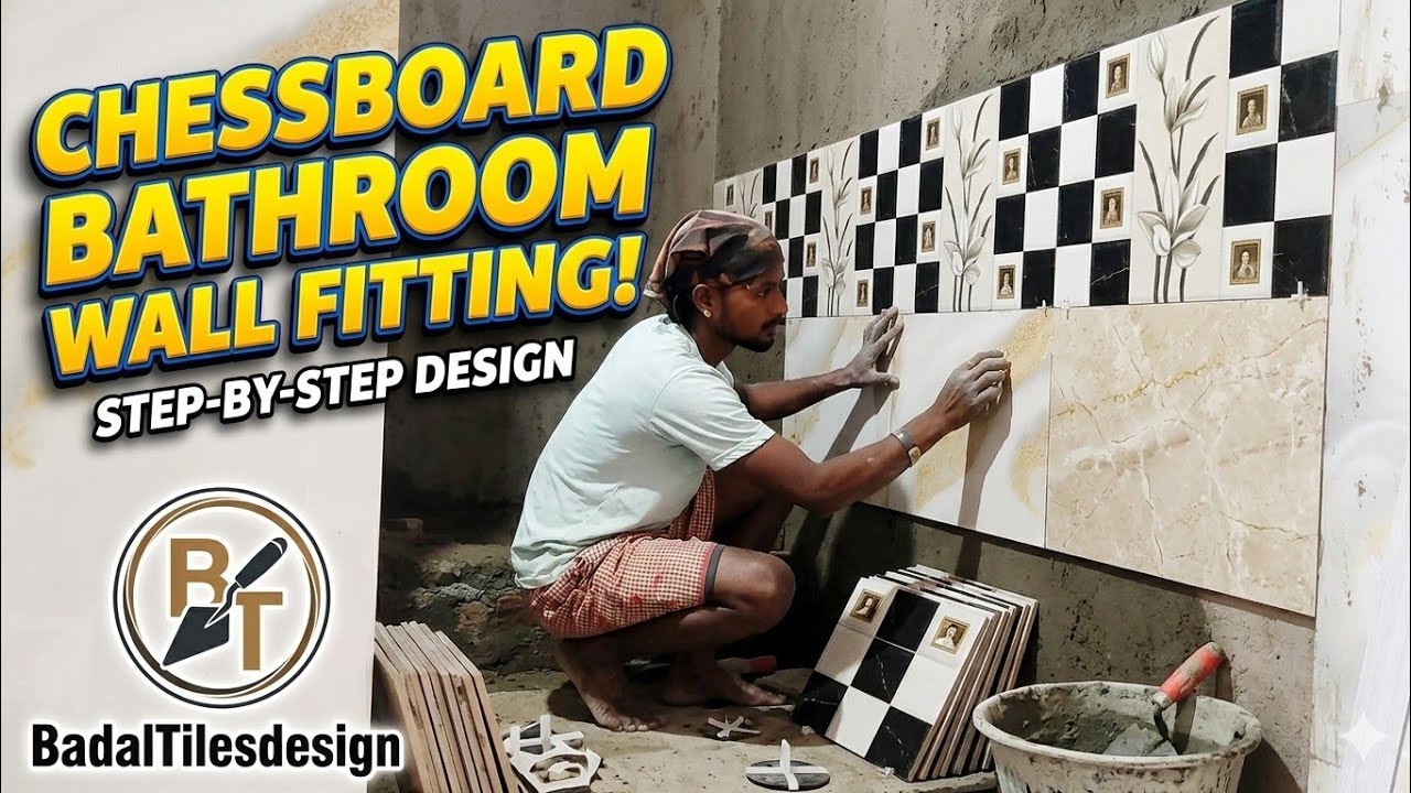 How to Bathroom Wall Tiles Fitting ⚒️Procece Video @badalTilesdesign #bathroomdesign #walltiles