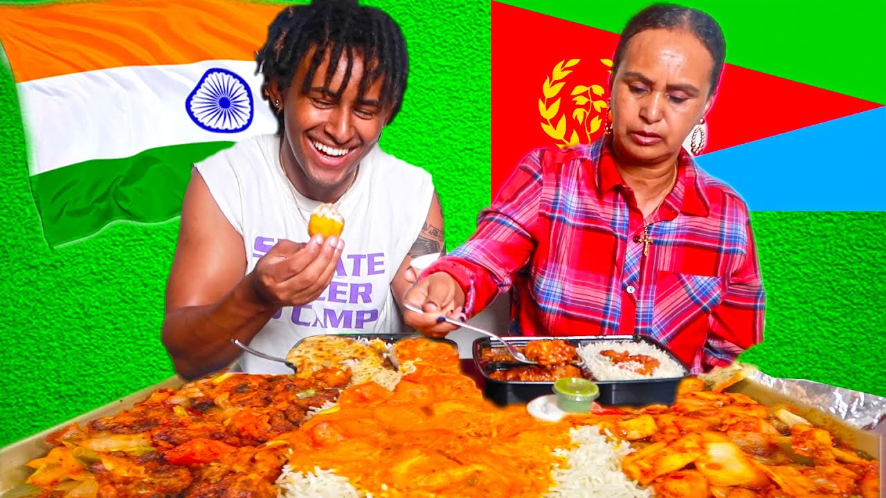 ERITREAN TRYING INDIAN FOOD FOR THE FIRST TIME MUKBANG 🇮🇳 🇪🇷