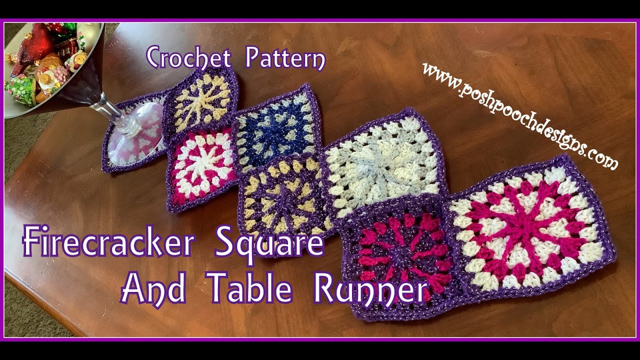 Firecracker Square And Table Runner Crochet Pattern  #crochet #crochetvideo