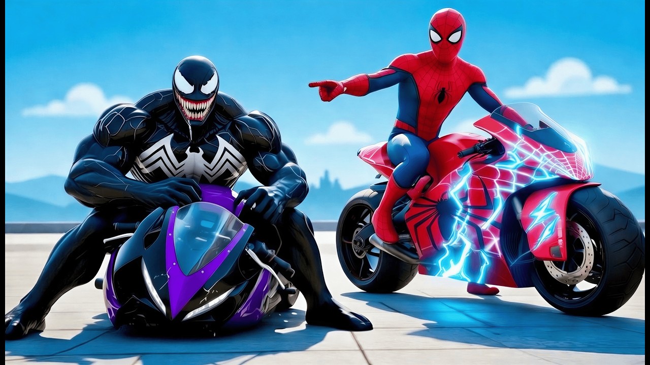 🕷️🏍️Spider-Man vs Venom – Ultimate Legendary Magic Motorcycle Race Championship 🔥🏆