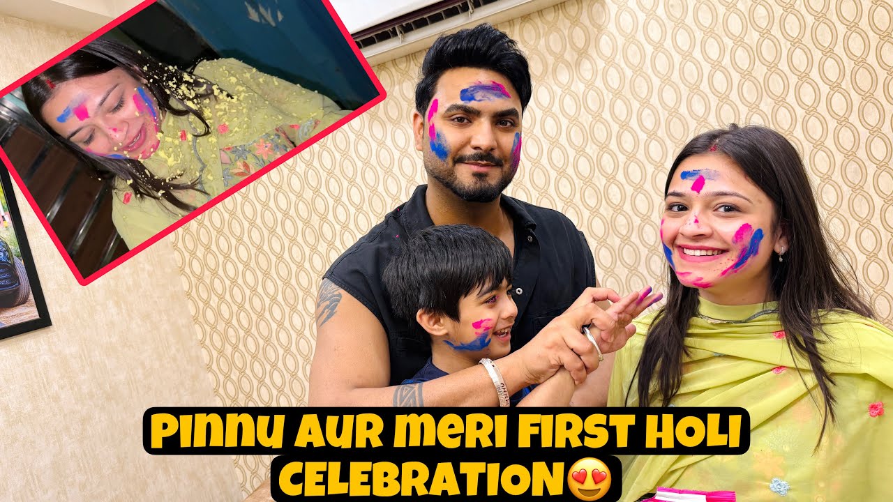 Pinnu aur meri first holi celebration 😍