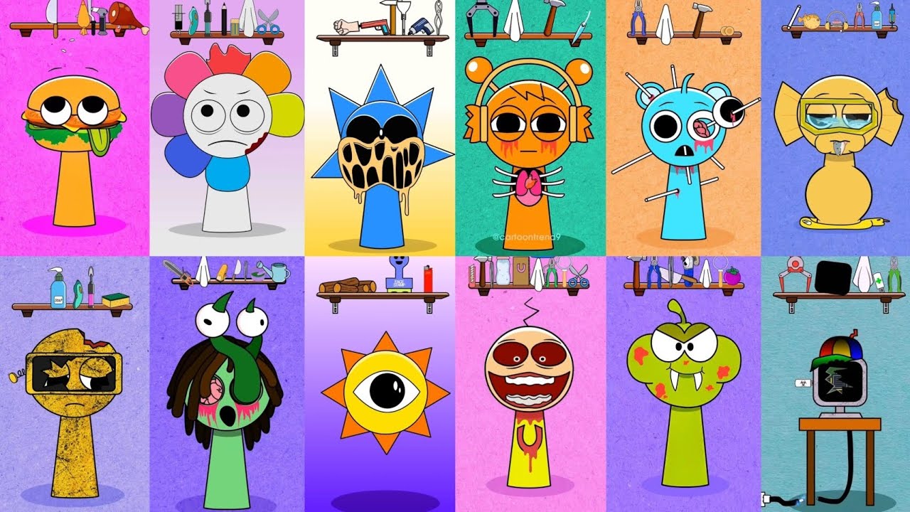 Sprunki Incredibox HELP Tiles cartoon 
