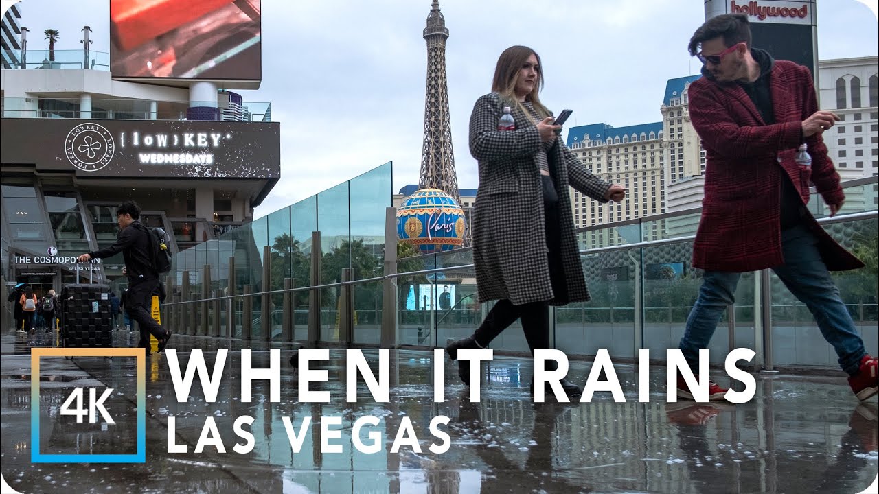 Relaxing Raining Walk in Las Vegas Strip | 3D Sound 4K
