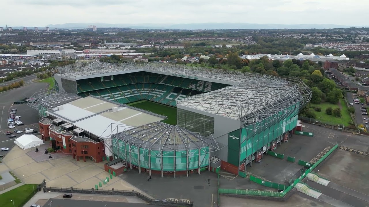 Celtic park Football stadium drone fly over