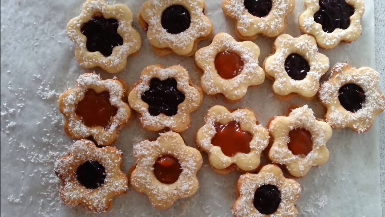 Coconut Linzer Cookies Recipe - شیرینی مربایی