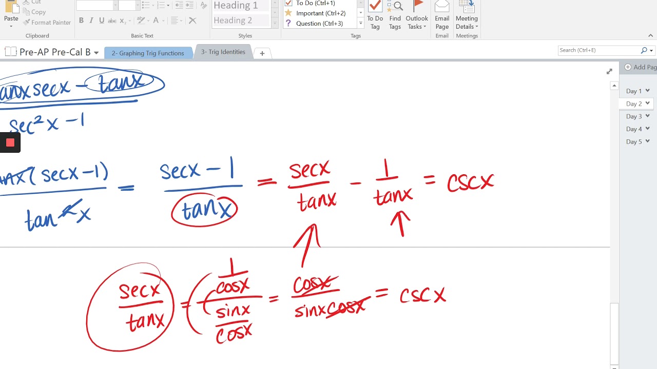 Day 2 - Verify Trig Identities