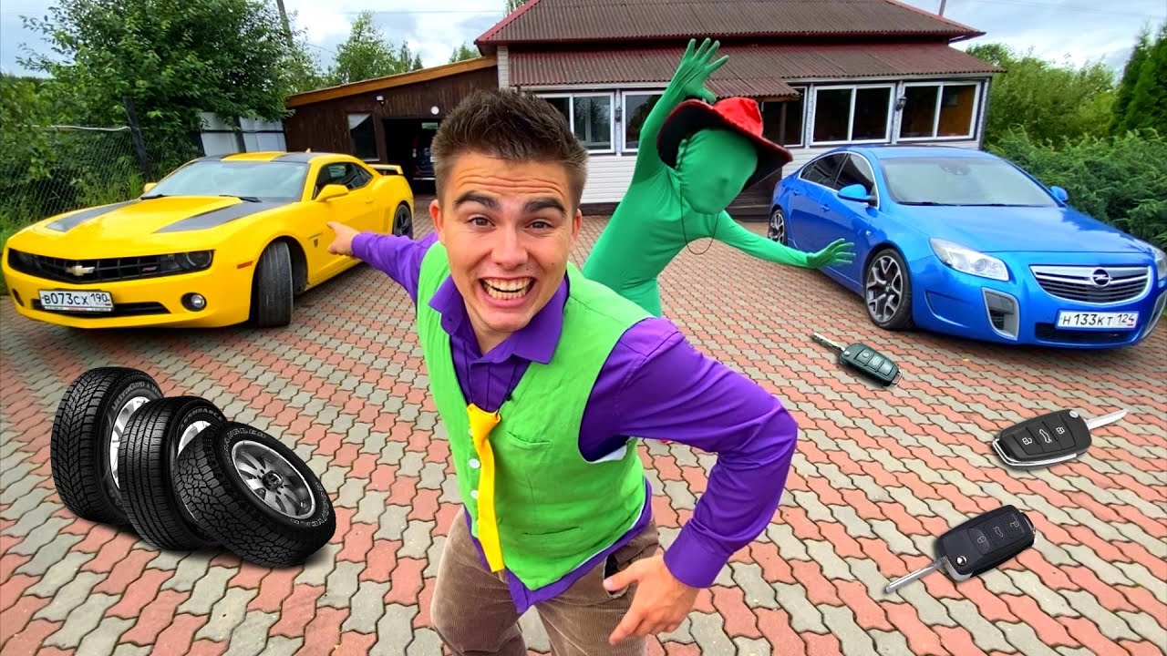 Thief Mr. Joe put Car Keys under Wheels Car Hover VS Green Man put Wheel in Trunk Car on Opel 13+