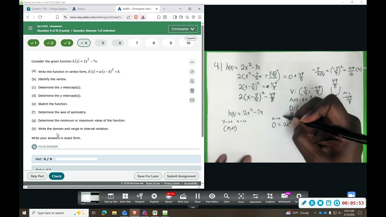 LIT Aleks CA 7 1 Quadratic Functions 4