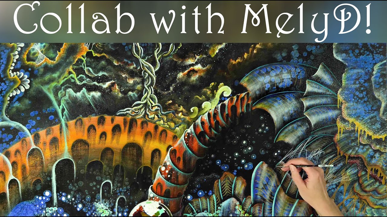 Transforming a big acrylic pour painting from MelyD!