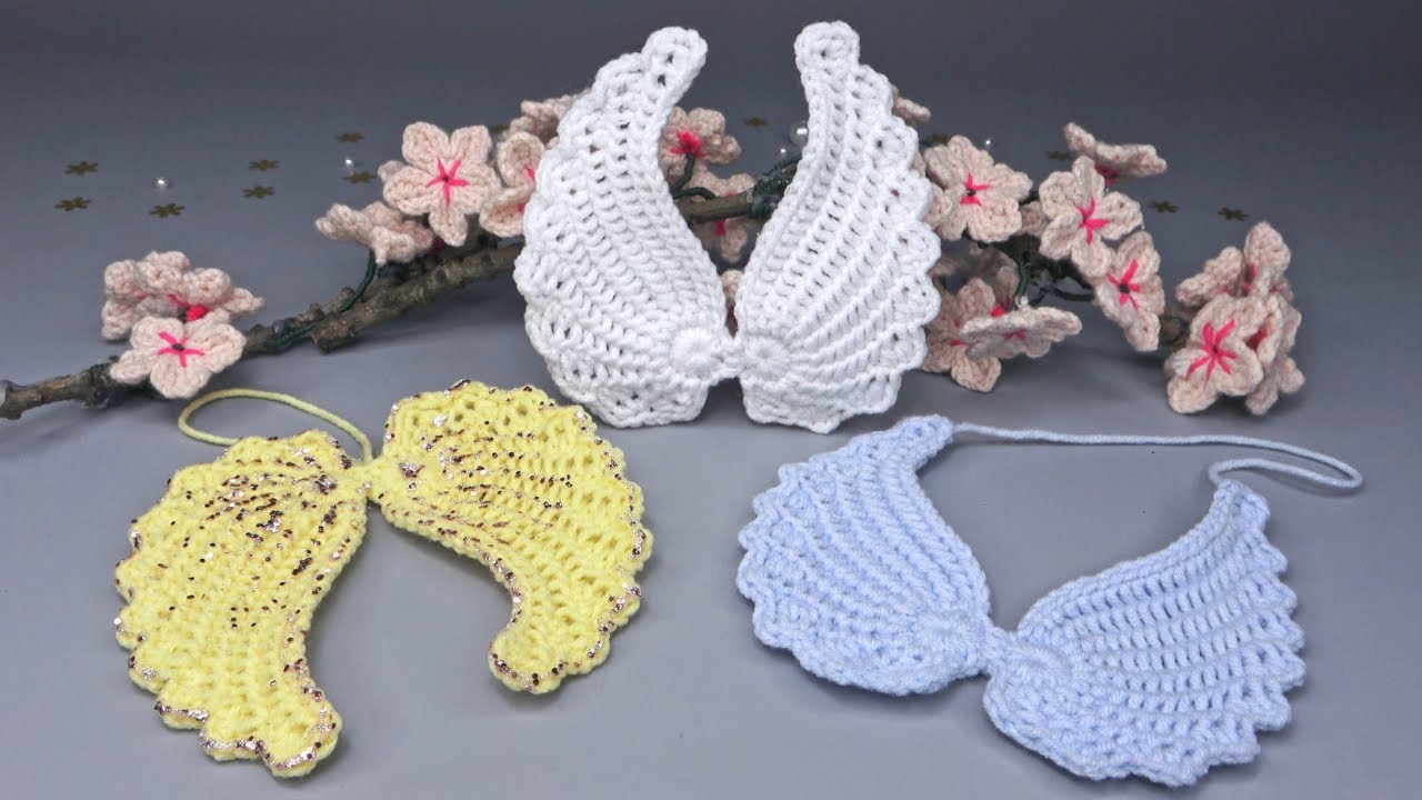 Crochet Angel Wings Tutorial | Applique | Christmas | Super Easy | Step By Step