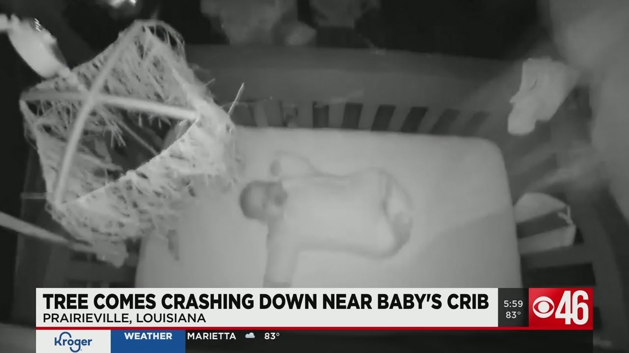 Tree comes crashing down near baby's crib with baby in it