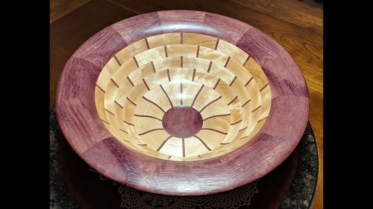 Woodturning a Large Flame Birch & Purpleheart Bowl