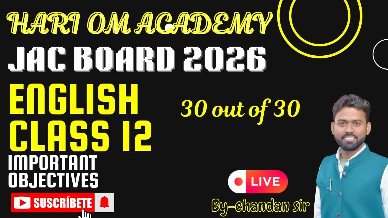 IMPORTANT  OBJECTIVE QUESTIONS  ENGLISH 12TH JAC BOARD 2026