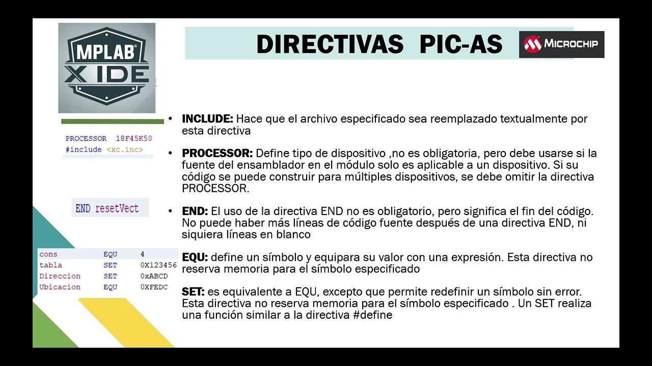 DIRECTIVAS Y OPERANDOS  USANDO PIC-AS MPLABX