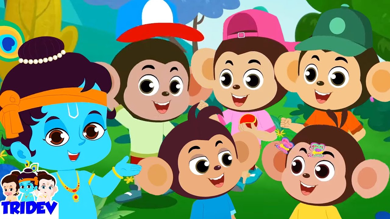 Panch Pyare Bandar, पंच प्यारे बंदर, Hindi Rhyme by Tridev