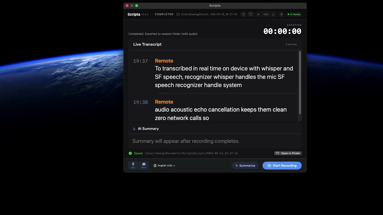 Scripta &mdash; 100% Local Meeting Transcription with Gemma 4 (macOS, MIT Licensed)