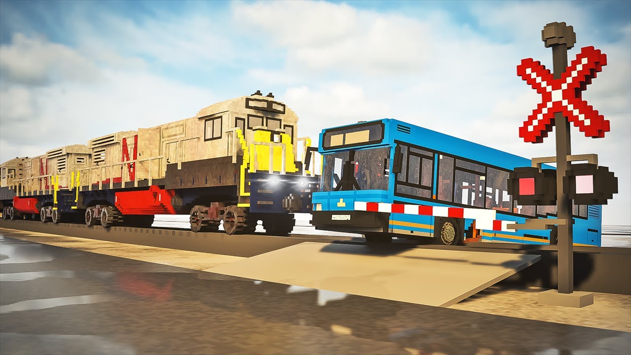Bus Stuck On Railroad Crossing Crashes | Teardown
