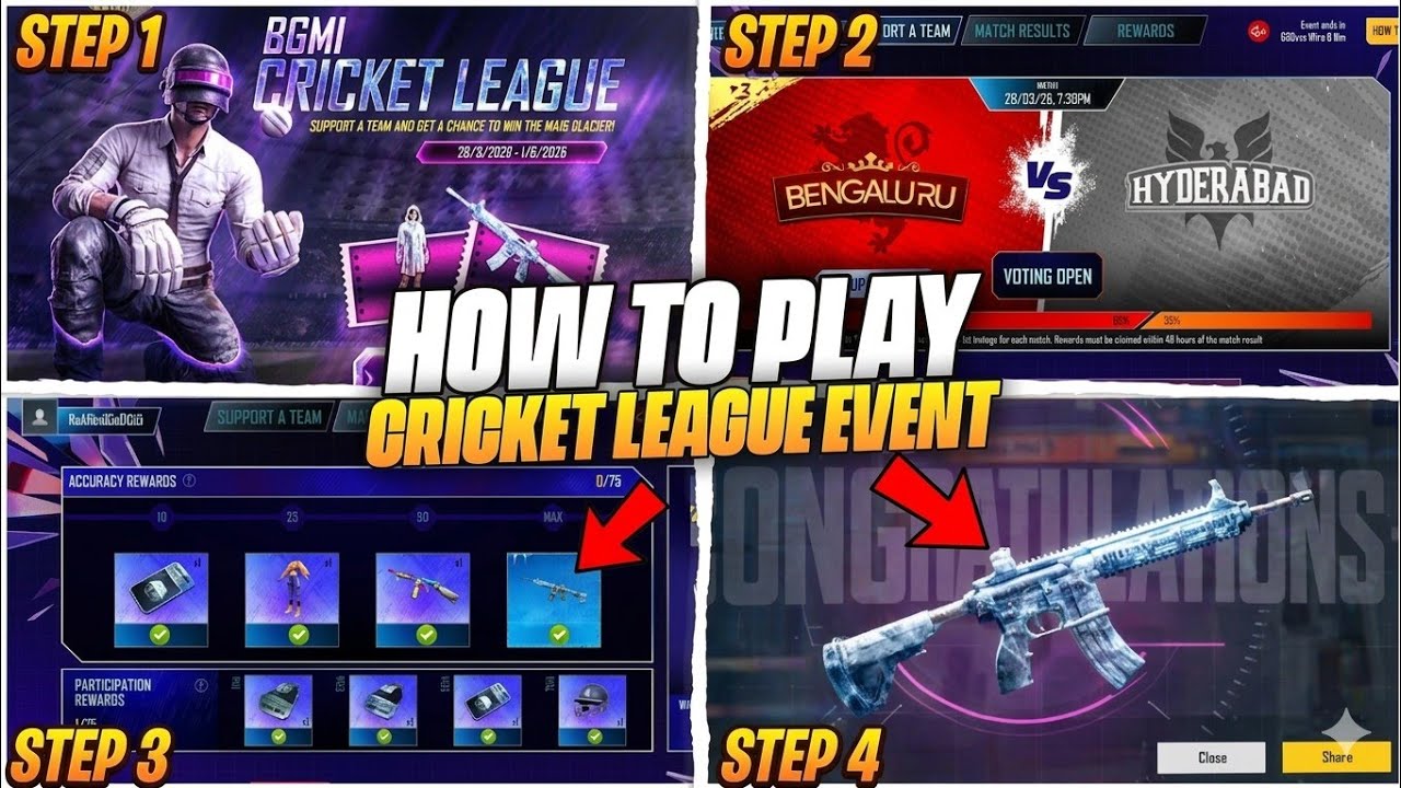 Only 4 Step To Get M416 Glacier Free In Bgmi | How To Play Bgmi Cricket League Event