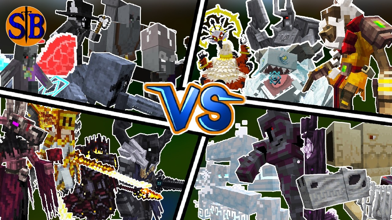 Mowzie's Mobs vs Illage and Spillage vs Dungeons and combat vs Legendary Monsters | Battle royale