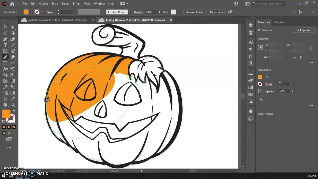 Color flats with pencil and blob brush in Illustrator