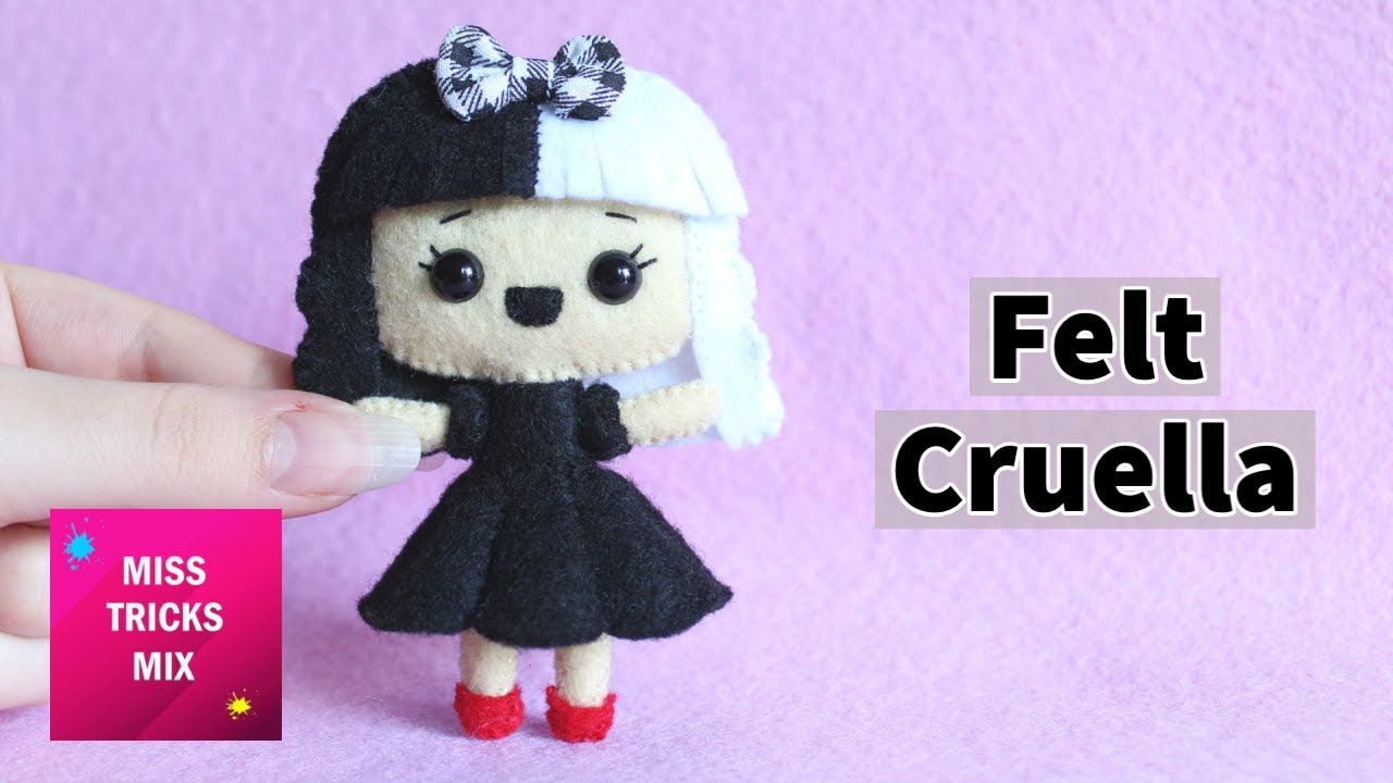 DIY: Cute Cruella De Vil Felt Doll | Kawaii Crafts | Felt Crafts.